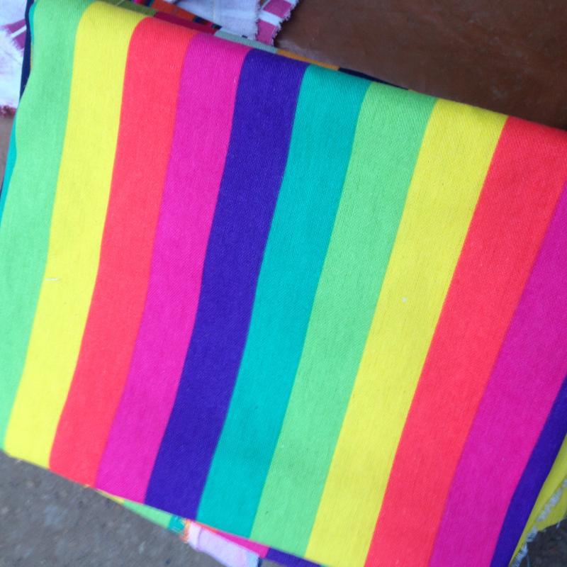 Ethnic Style Rainbow Striped Cotton Canvas Fabric for Curtains, Sofa Covers, Tablecloths