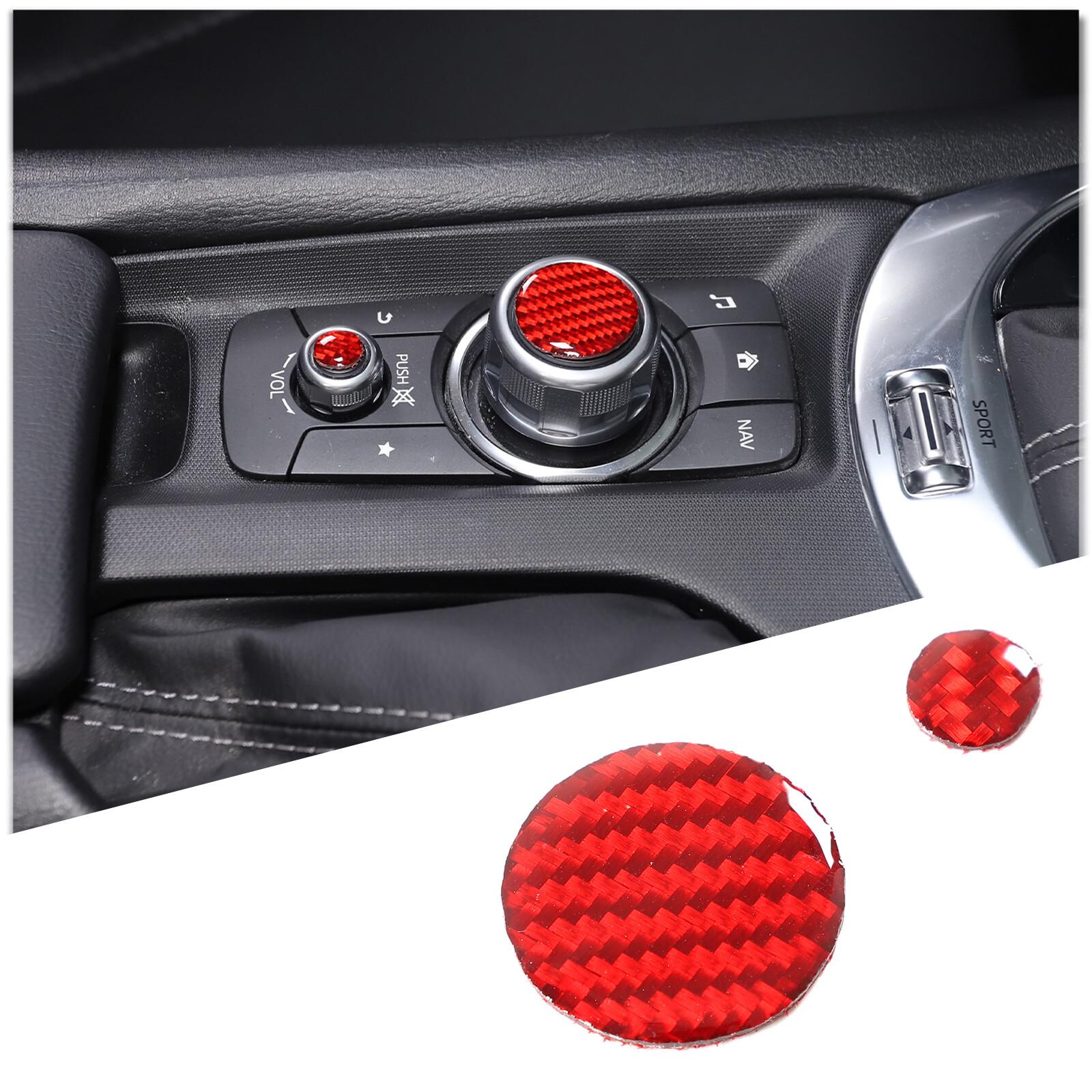 Red Soft Carbon fiber Multimedia knob sticker For Mazda MX-5 Miata 2016-23