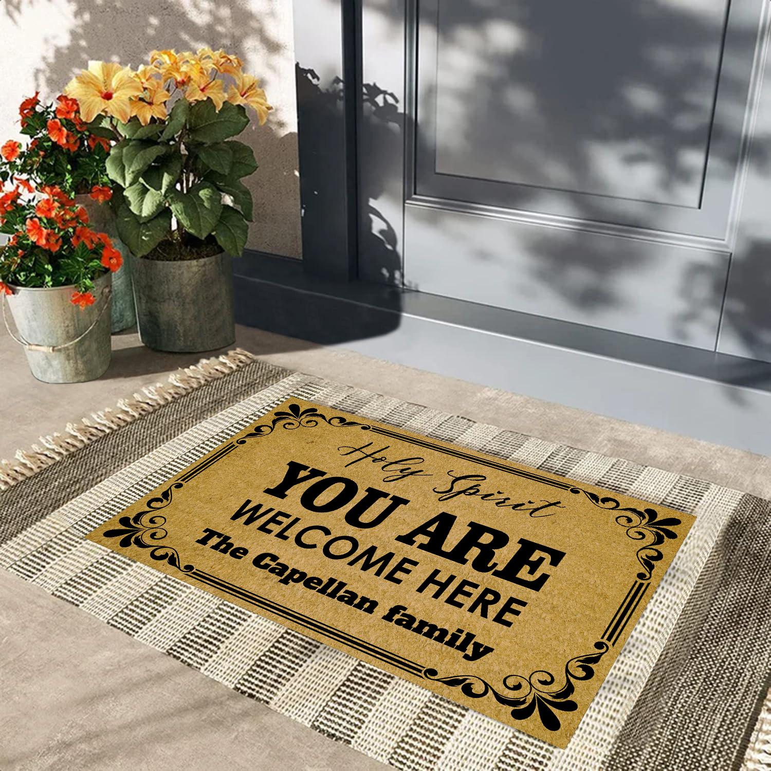 Je bent hier welkom Deurmat Grappig Familienaam Antislip Rubberen Achterkant Buiten Entree Vloermat Decoratieve Tapijten 90cmx60cm