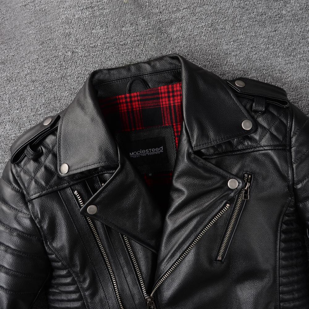 Giacca in Vera Pelle di Mucca Nera Uomo Giubbotti Motocicletta Bomber Abbigliamento da Equitazione Biker Cappotto in Pelle da Uomo Autunno