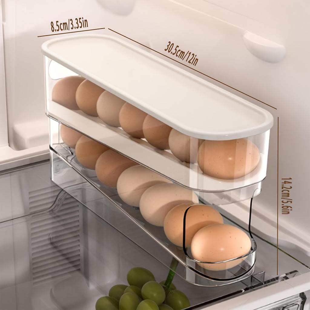 1pcs Refrigerator Egg Storage Box Rolling Kitchen Container Eggs Rolling Rack Large Capacity Refrigerator Egg Organizer Holder