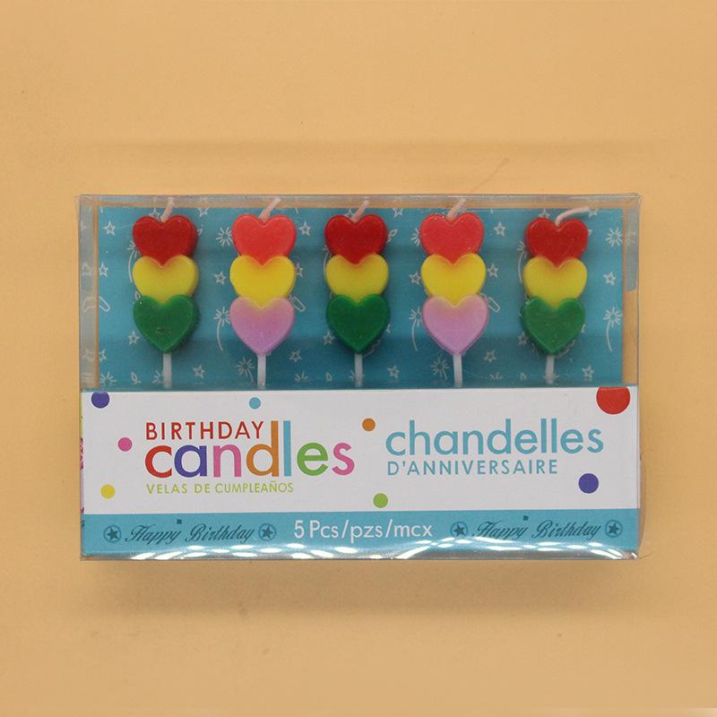 

New Color String Heart Birthday Candles Stacked Retro Small Hearts Creative Party Baking Decoration Candles AS206-5 Candles with Hearts