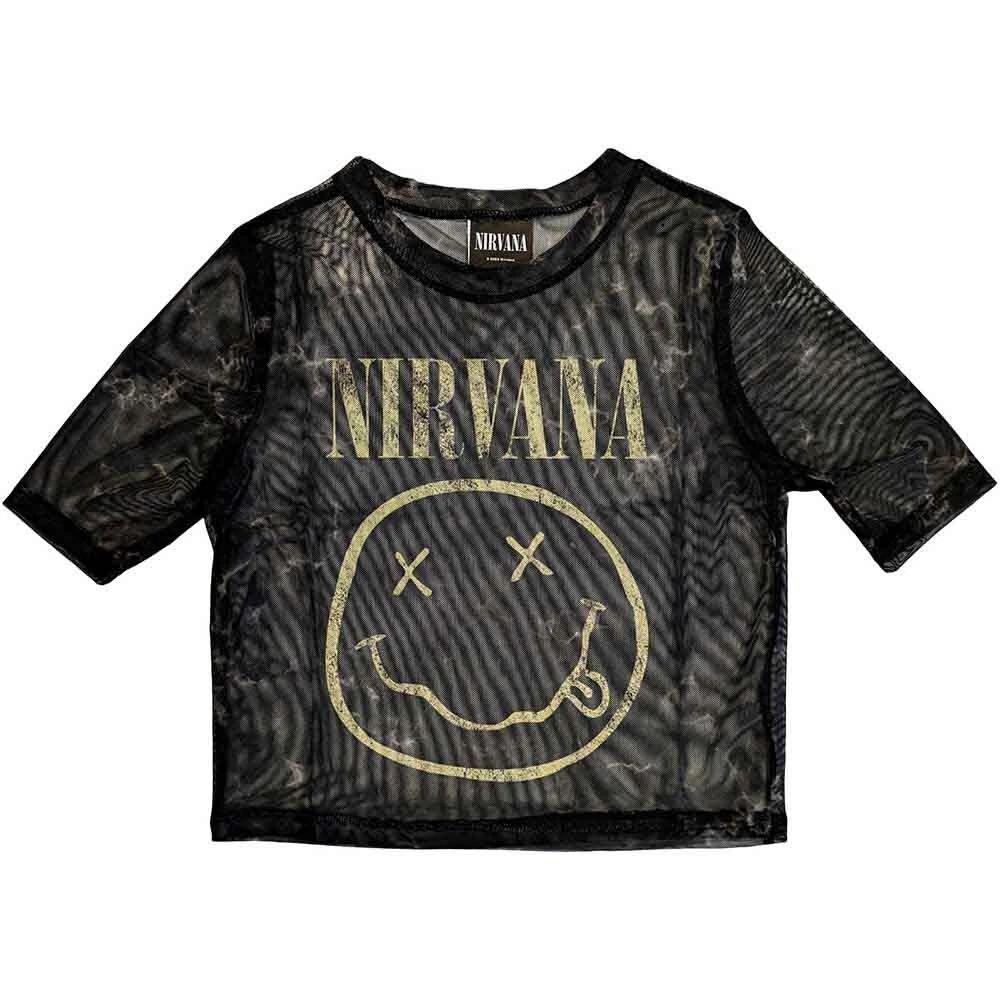Nirvana Unisex Crop Top: Yellow Happy Face (Mesh) (XX-Large) XL