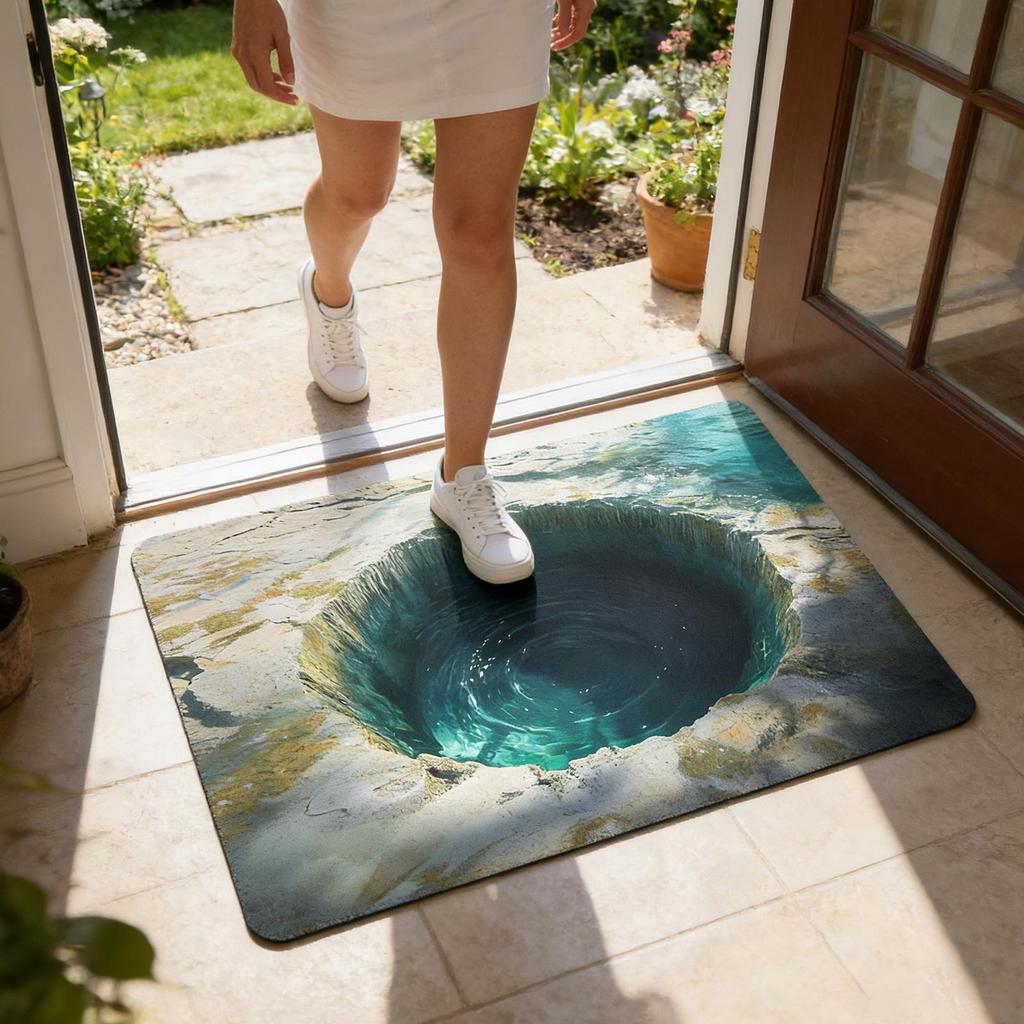 Illusion Rug Realistic Trap Bottomless Hole Door Pad 3D Carpet Rugs For Indoor Outdoor Home Living Room Bedroom Kitchen Bathroom