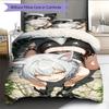 Anime-Muster Bettwäsche Steppbettdecke Set Bettbezug Kissenbezug Heimdekoration Geburtstagsgeschenk (1 Bettbezug + 2 Kissenbezüge, ohne Füllung)