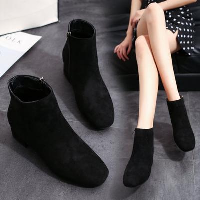 Spring and Summer Footwear Plus Size Comfortable Medium Heel Simple Suede Women's Shoes Short Boots Women's Boots