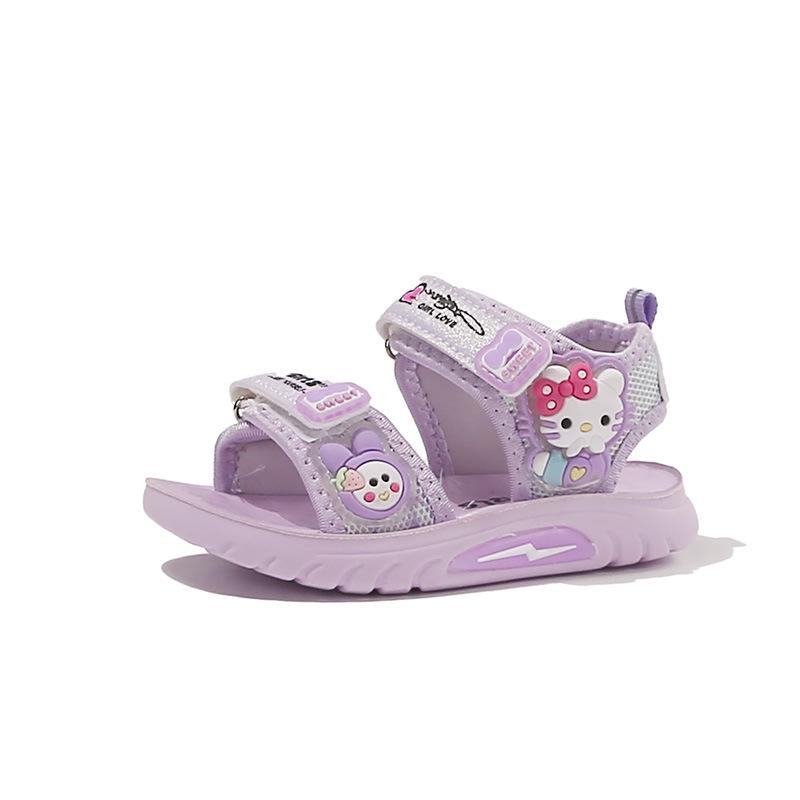 Girls' Light-Up Cartoon Velcro Sandals - Open-Toe, Soft Sole, Adjustable for Summer 2026