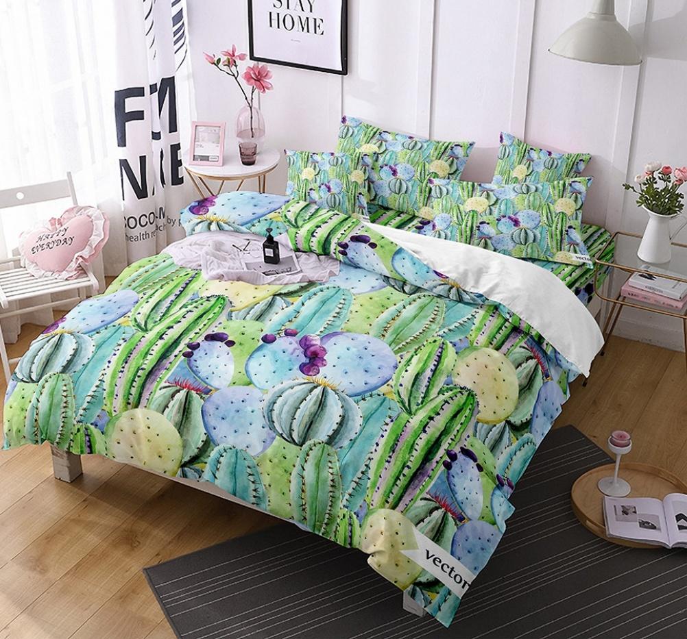Comforter Cactus Queen King Size Green Plants Boys Girls Teen Bedding Set 3 Piece Set With 2 S Super Soft