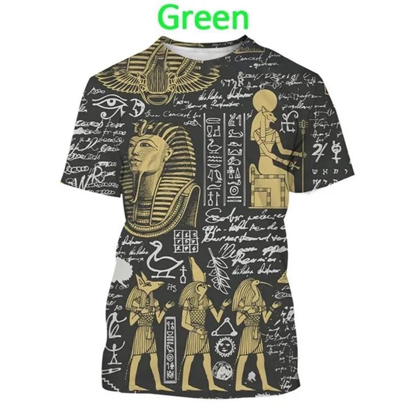 Ancient Egyptian Text 3d Printing T-shirt Pharaoh's Eye Egyptian Mural Creative Casual Short-sleeved Tshirt Tees Mens Clothes