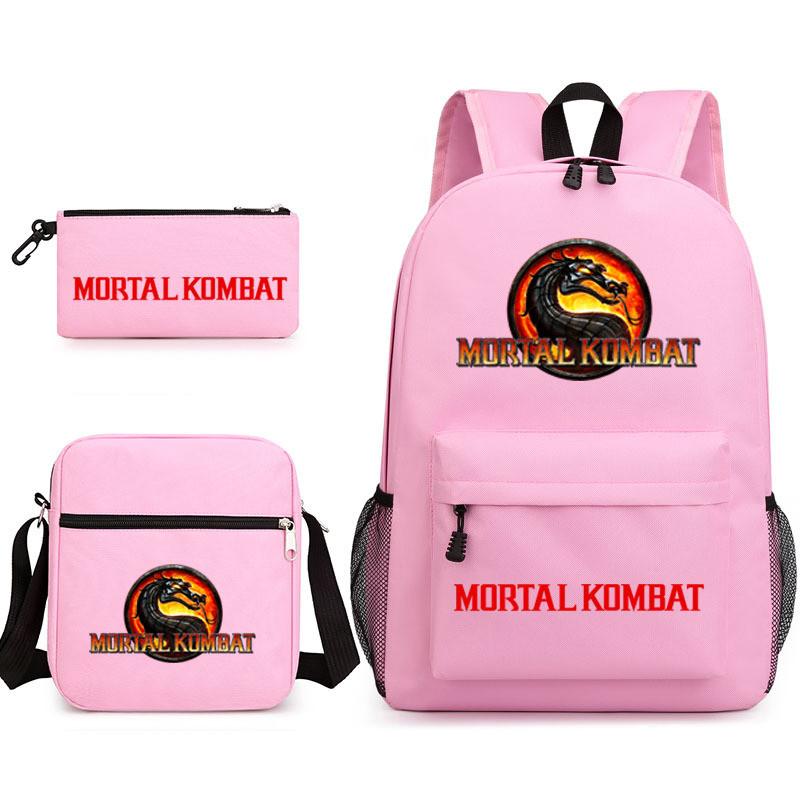 Mortal Kombat Book Bag Threepiece Set With Waterproof Oxford Fabric For Casual Travel