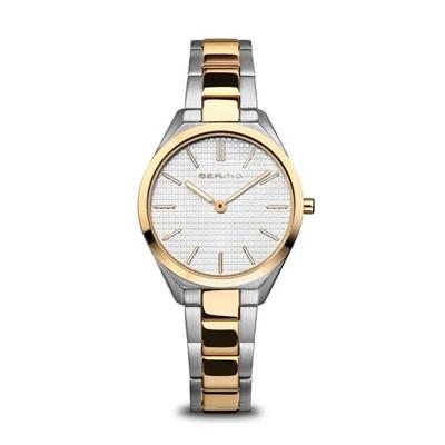 BERING Women's Watch Ultra Slim Stainless Steel Link Belt Silver and Gold Combination 17231-704