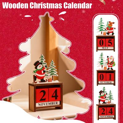 Weihnachts-Adventskalender, Adventskalender aus Holz für den Schreibtisch, Weihnachtsdekoration, Schreibtisch-Weihnachtsgeschenk, Geeignet für Kaminsimse und Bücherregale