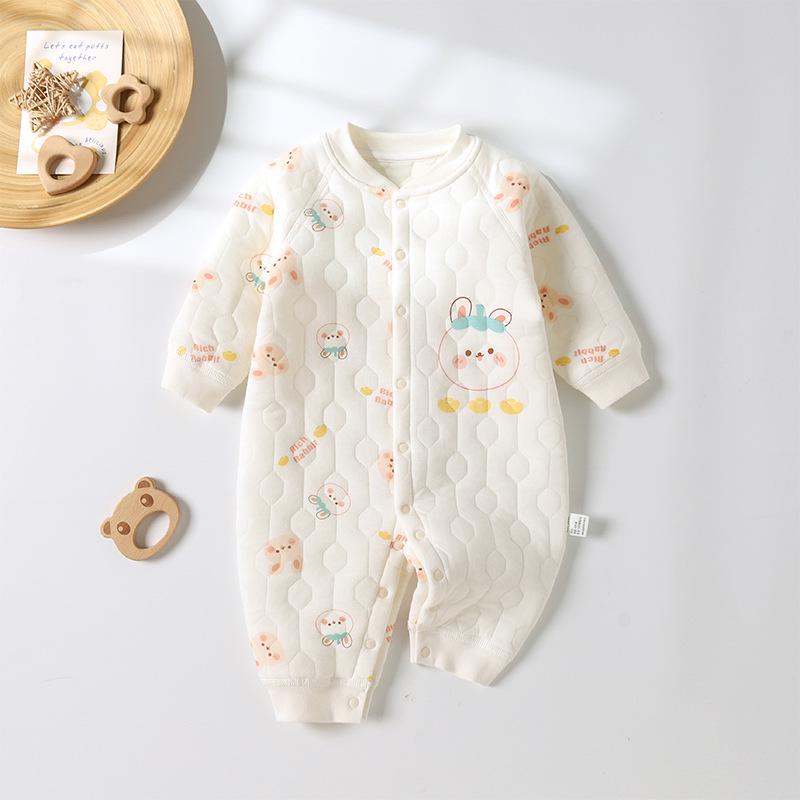 Quilted Baby Romper - Warm Air Cotton Winter Onesie for Newborns
