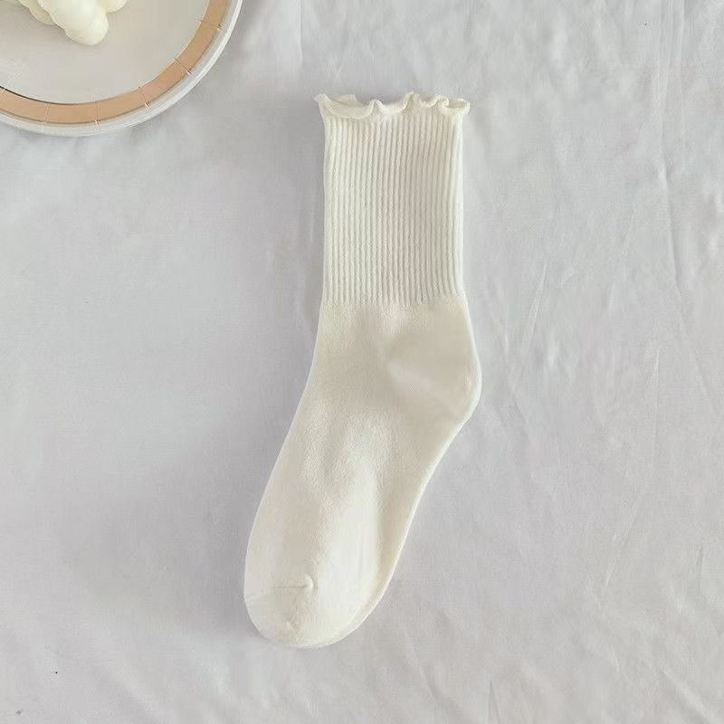 

Женские весенне-летние тонкие носки-гольфы однотонные с деревянным ушком сбоку 1 pair бежевый