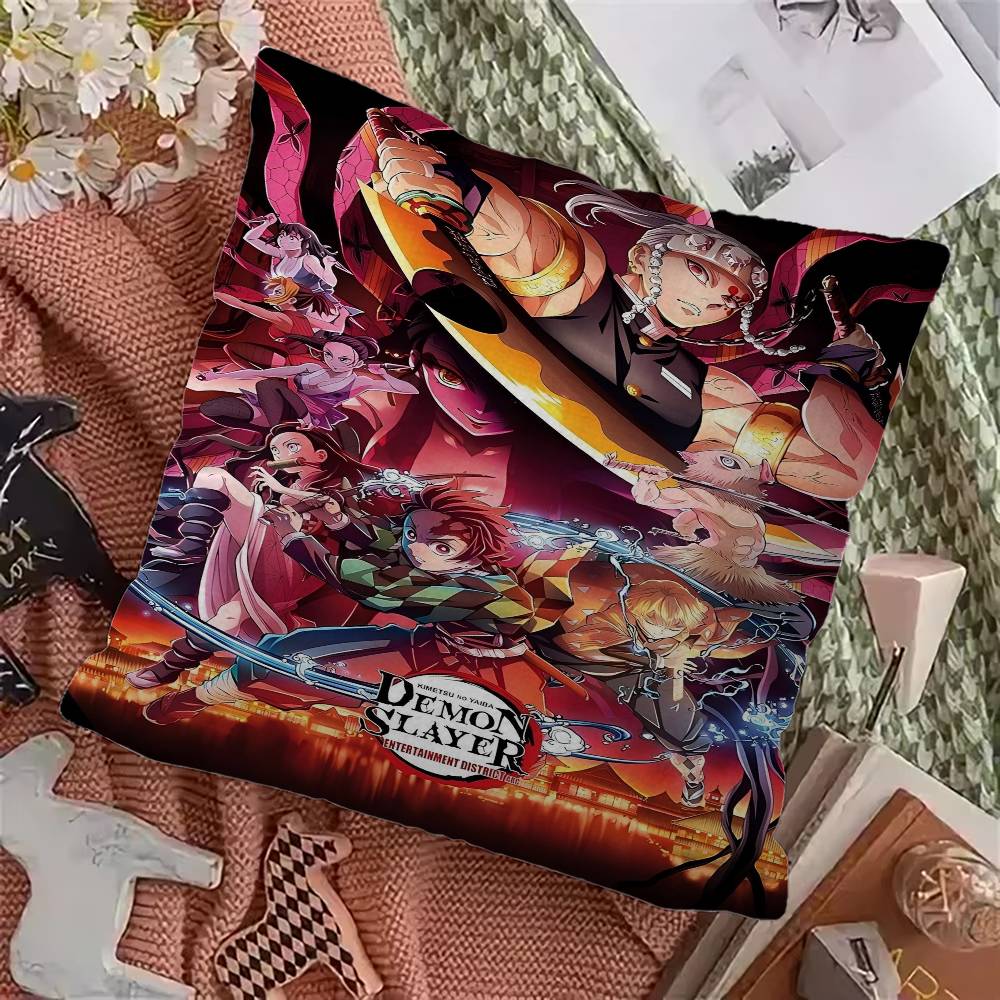 Demon Slayer Cushion Cover Inches Farmhouse Decor Home Throw Pillow Covers For Couch Decorations