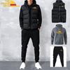 Men Women Hoodies 3 Piece Set Autumn Winter Hoodies+Vest+Pants Tracksuit Vest+Hooded Pullover+Sweatpants 3 Piece