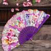 1PC Silk Fan Decoration Fans Floral Pattern Dance Tassel Vintage Folding Fan Hand Fan