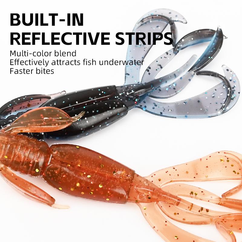 MEREDITH Crazy Flapper Fishing Lures 70mm 90mm Soft Lure Fishing Lures Soft Silicone Baits Shrimp Bass Peche Gear Fishing Tackle