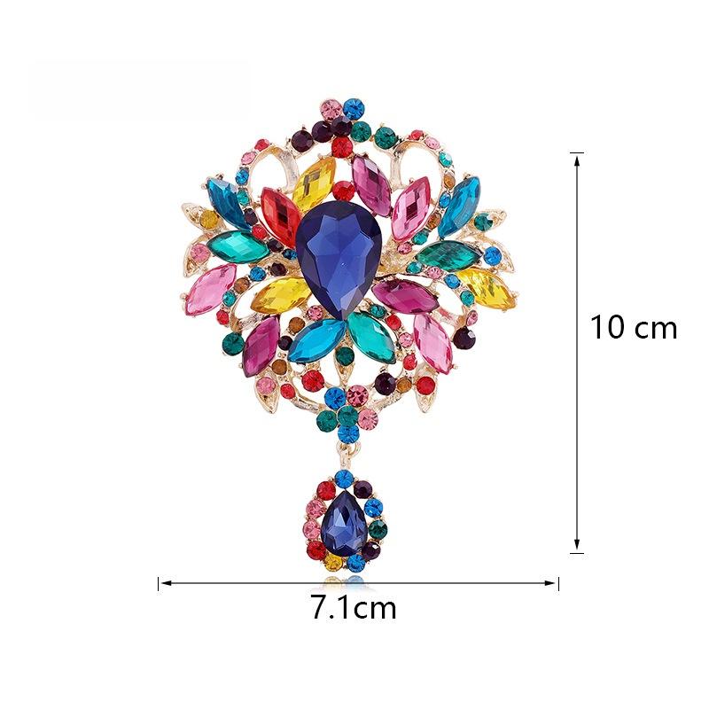 1Pcs Unisex Rhinestone Pins Luxury Large Crystal Glass Pendant Brooches For Women Banquet Party Backpack Gifts Jewelry Accessory