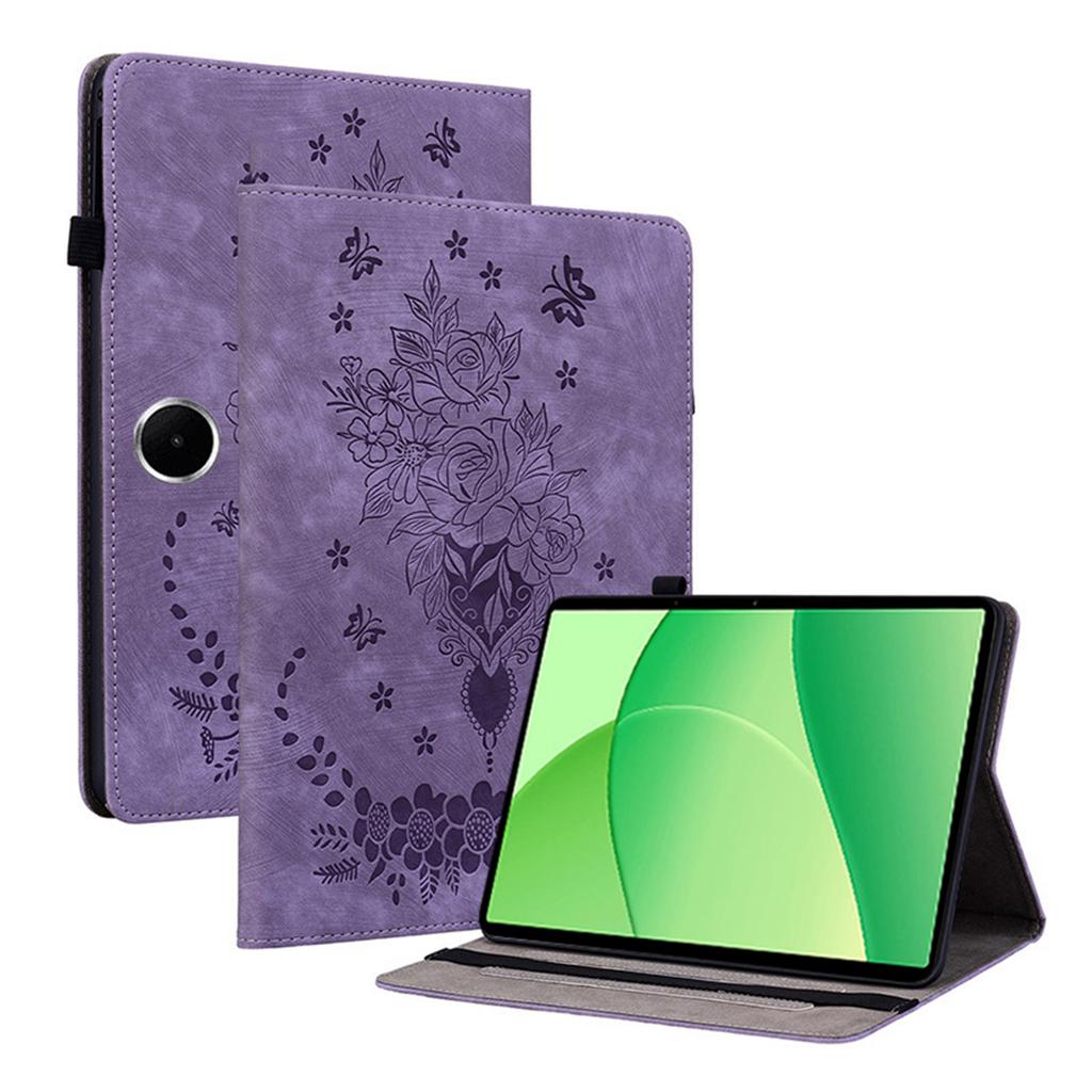 Pour OnePlus Pad Lite/Oppo Pad SE Étui Porte-Cartes Anti-Rayures Housse en Cuir Imprimé Fleur Rose