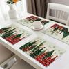 4pcs/set Christmas Tree Placemats Linen Table MATS Rectangular Woven Holiday Dining and Kitchen Decoration Home and Party