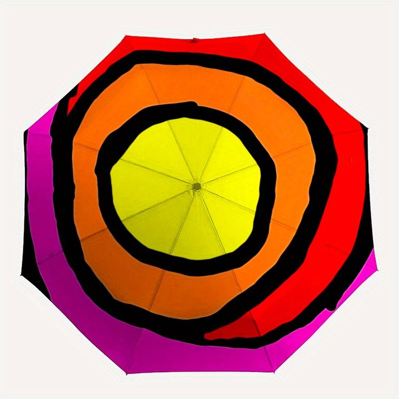 

1pc Colorful Circles Automatic Open/Close Umbrella, Umbrella with cartoon Design, Portable Compact Umbrella for Men & Women, Good Holiday Gi