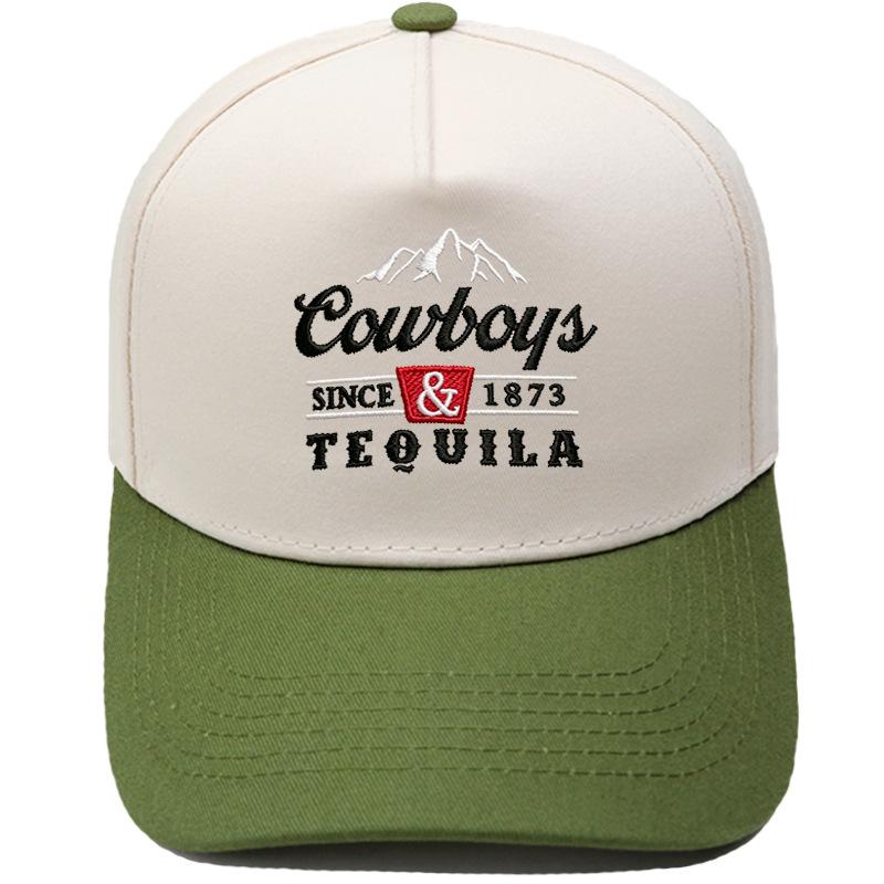 Cowboys & Tequila Cappellino da camionista Ricamo sulla visiera Abbinamento colori vintage Berretto da baseball Maschio Femmina Casual