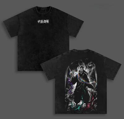 Geto Suguru Jujutsu Kaisen T-Shirt Anime Y2k Gewaschenes Oversized T-Shirt Sommer Kurzarm Lässig Baumwolle Herrenbekleidung Oberteile