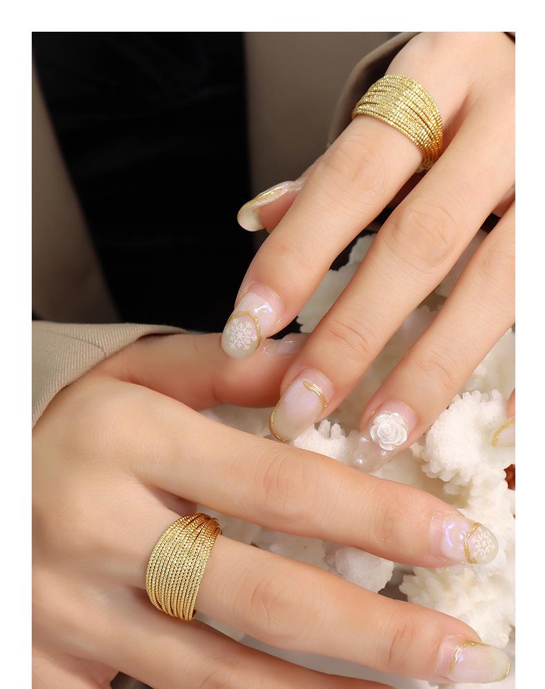 Square Sugar Multi-Layer Semicircle Copper Ring - European American Design, Women's Fashion Jewelry