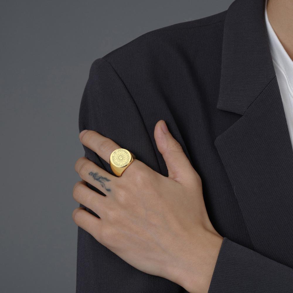 Mens Titanium Steel Ring Gothic Star Fashion Jewelry for Men Trendy Punk Accessories