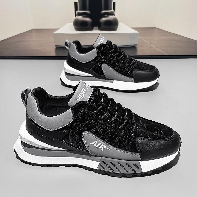 

Live Internet celebrity explosion 2025 men s shoes spring and autumn platform Forrest Gump sports shoes casual dad personality trendy shoes low top 44 чорний