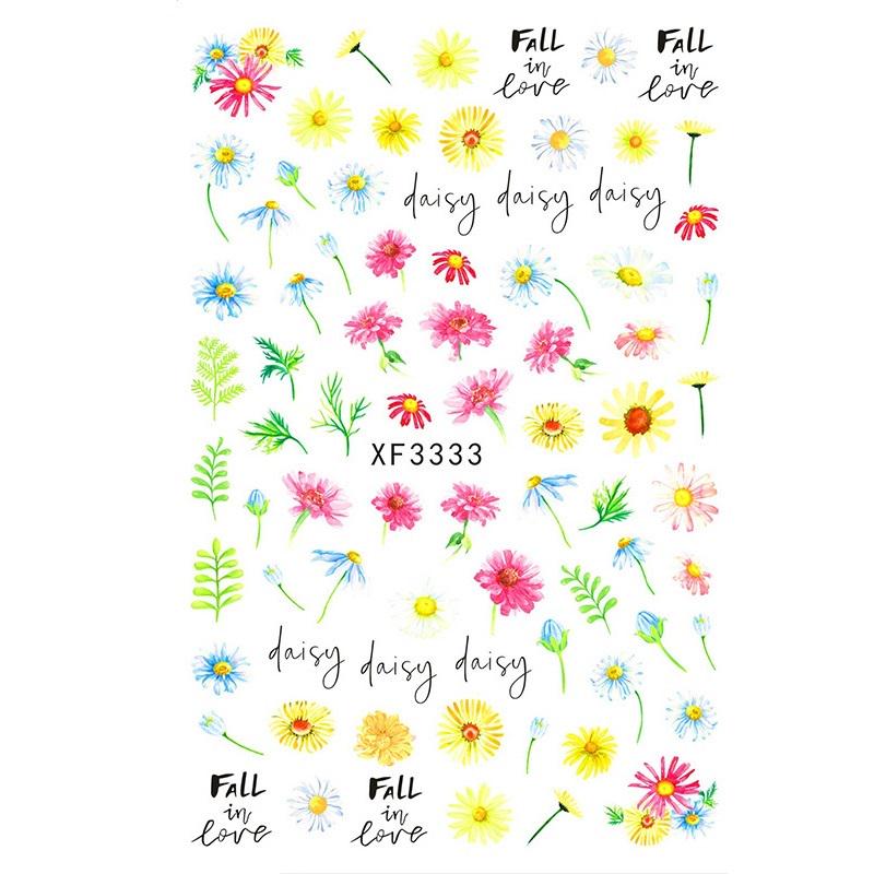 1 Sheet Nail Stickers Daisy Series Summer Nail Polish Manicure Gel Accessories Women Nail Art Tips Decoration