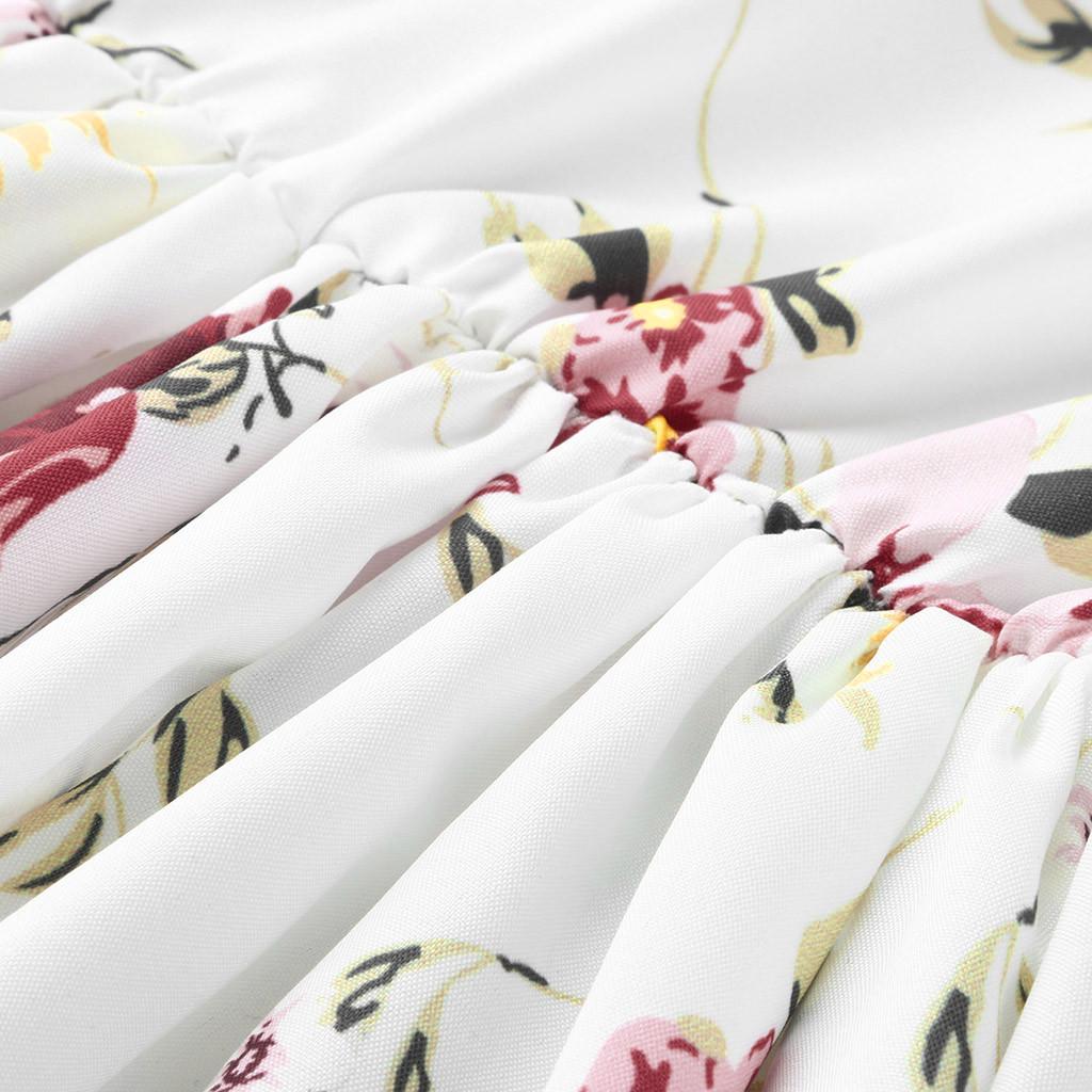Abito Maxi Vintage a Fiori Stampa Floreale Primavera Moda Donna da Ufficio Elegante Manica Lunga Girocollo Abiti da Donna