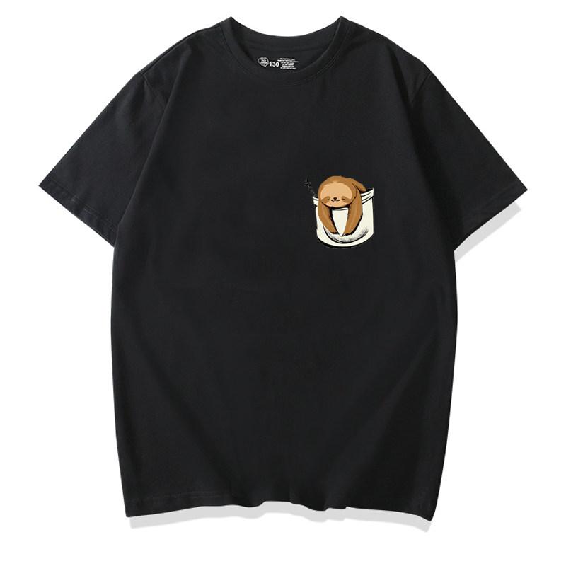 Healing Cute Pocket Cat Shiba Inu Pure Cotton Cartoon Printed Tshirt Summer New Unisexs and Unisexs Casual Loose Short Sleeve