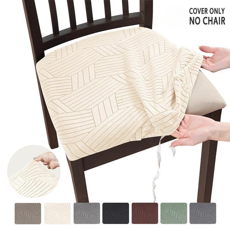 1PC Stretch Dining Chair Seat Covers Jacquard Elastic Chair Seat Cover Removable Chair Cushion Slipcover for Home Decor
