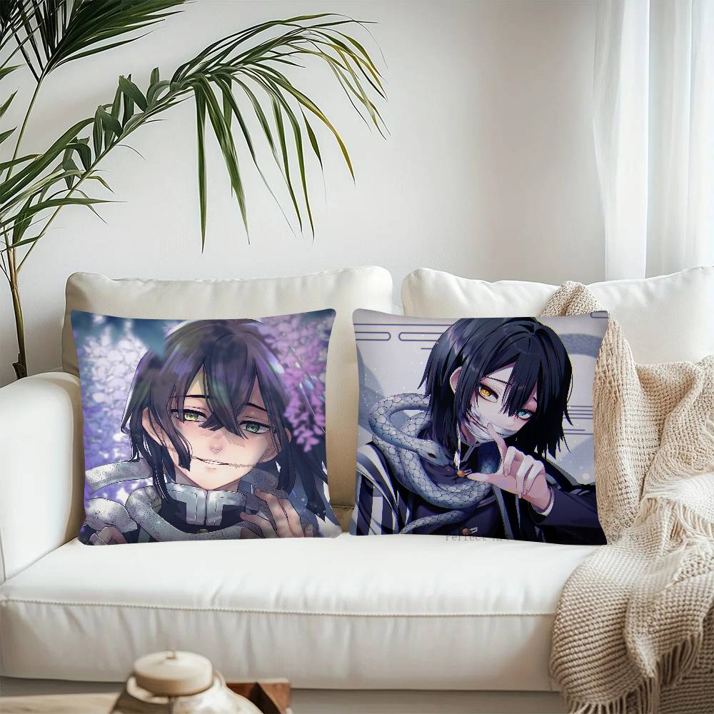 Anime Demon Slayer Obanai Iguro Kissenbezug Mode Quadratischer Kissenbezug Schlafzimmer Sofa Raum Ins Dekoration Freizeit