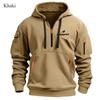 Hoodie Zipper Multi-pocket Pullover for Men Sports Leisure Autumn and Winter New Long Sleeve Warm Fashion Solid Color Top