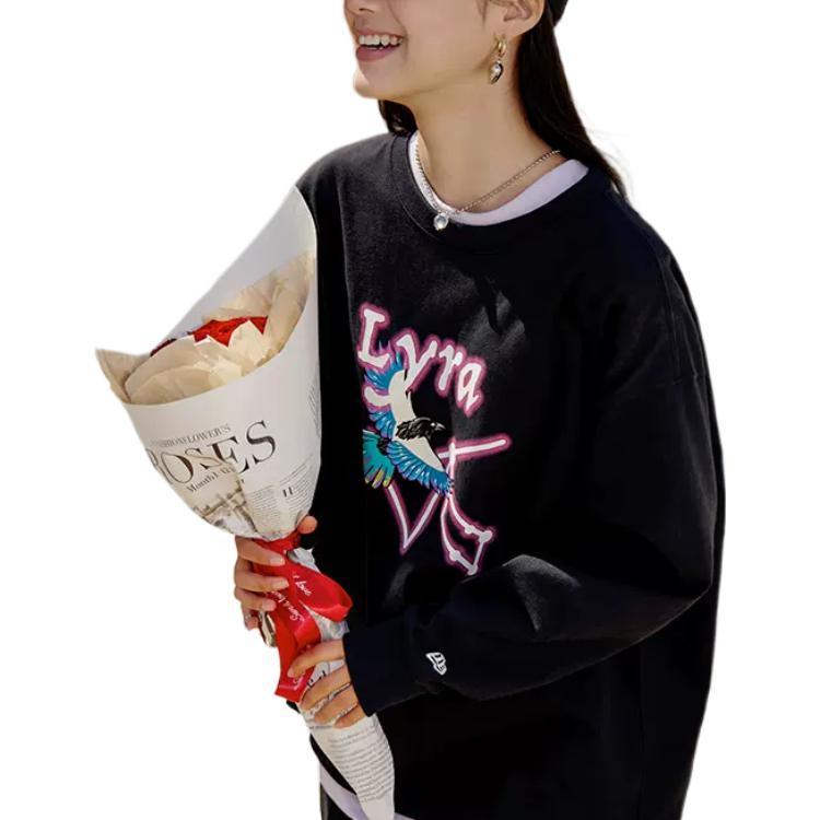 New Era FW22 Magpie Pattern Printed Crewneck Sweatshirt Unisex sweatshirt Black 13350859