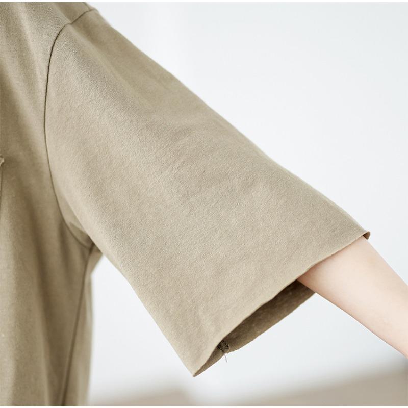 Dimanaf Camiseta de talla grande de verano 2025 para mujer, cuello en V, manga corta, lisa, holgada, maxi