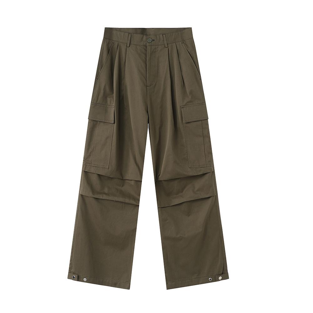 Men's Clothing New Product Korean Minimalist Style Large Pocket Wide Leg Workwear Casual Pants Trend