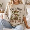 Save A Horse Ride A Frog Cowboy Frog T-Shirt, Western Desert Graphic Tee