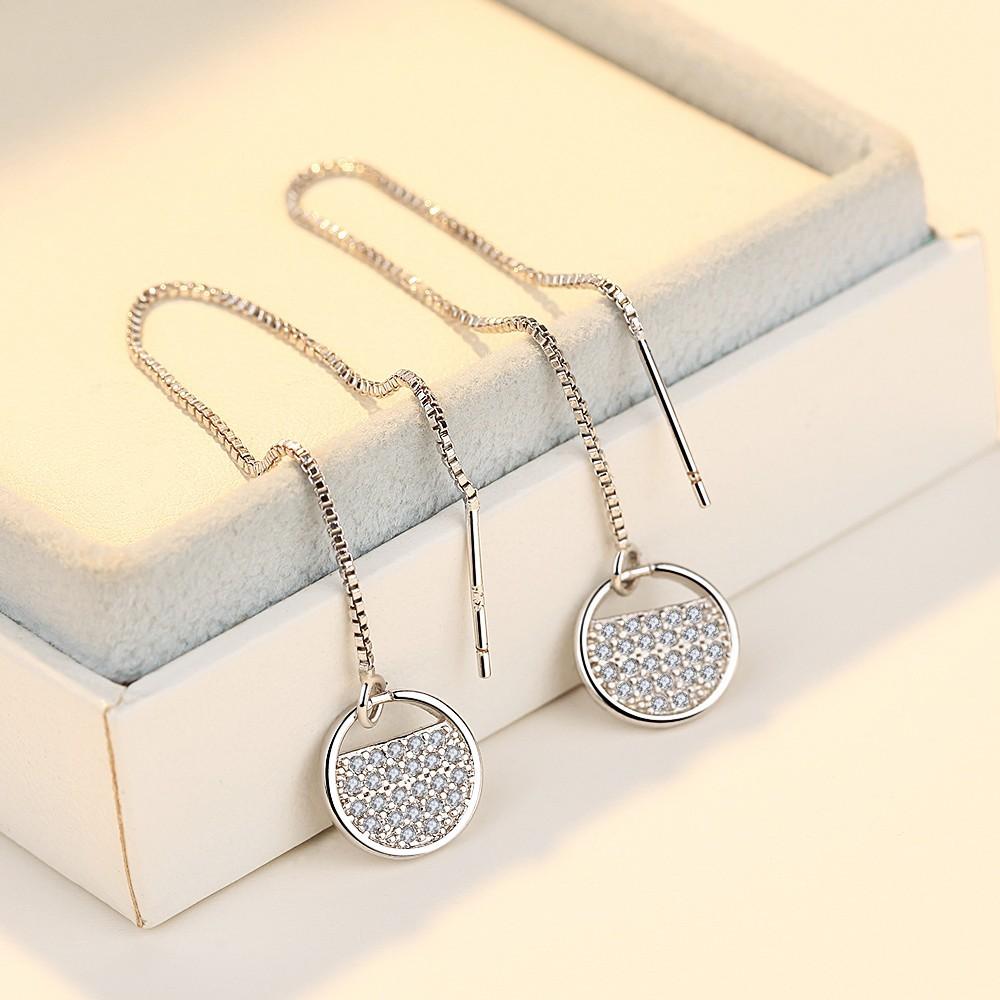 New 925 Sterling Silver Earrings for Women Original Charm Double Hoop Earrings Pave CZ Fine Engagement Anniversary Jewelry Gift