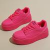Fashion Autumn Leather Pink Platform Sneakers Thick Sole Chunky Shoes Women 2024 Slip On Lace-up Fashion Casual Outdoors Walking Shoes