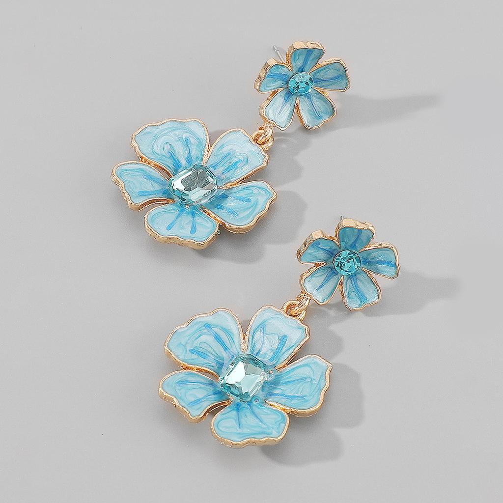 Simplistic and Cute Flower Oil Drop Earrings - Light and Comfortable Accessories
