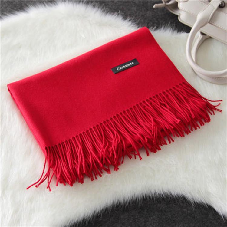 70 * 190cm Autumn And Winter New Imitation Cashmere Solid Color Scarf, Big Red Solid Color Shawl, Warm Dual-Use Scarf For Women