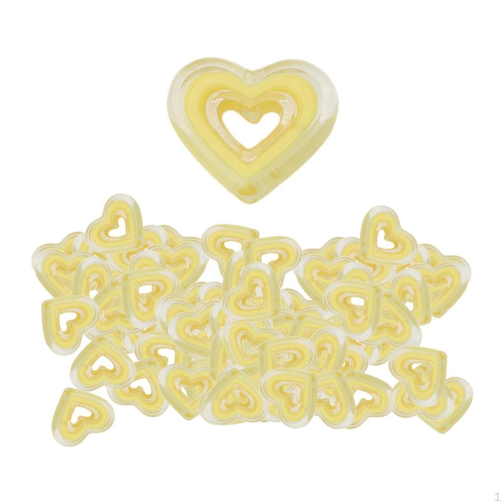 80 Acrylic Heart Beads for Craft Projects, Loose Spacer Jewelry