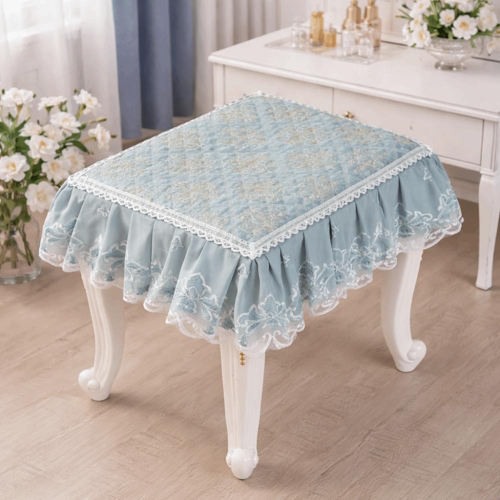 Floral Pattern Makeup Stool Cover Thick Floral Seat Chair Slipcover Household