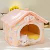 Cuccia Pieghevole per Gatti Casa per Cani Inverno Villa per Gatti Cuccia per Dormire Nido Caldo Rimovibile Tende Chiuse Grotta Divano Forniture per Animali Domestici