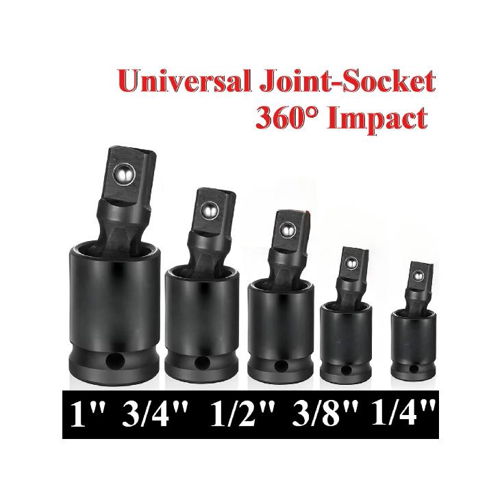 360° Impact Universal Joint-Socket Set Swivel Knuckle Joint Air Wobble Socket Adapter Extension Electric Wrench 1/2 3/8 1/4