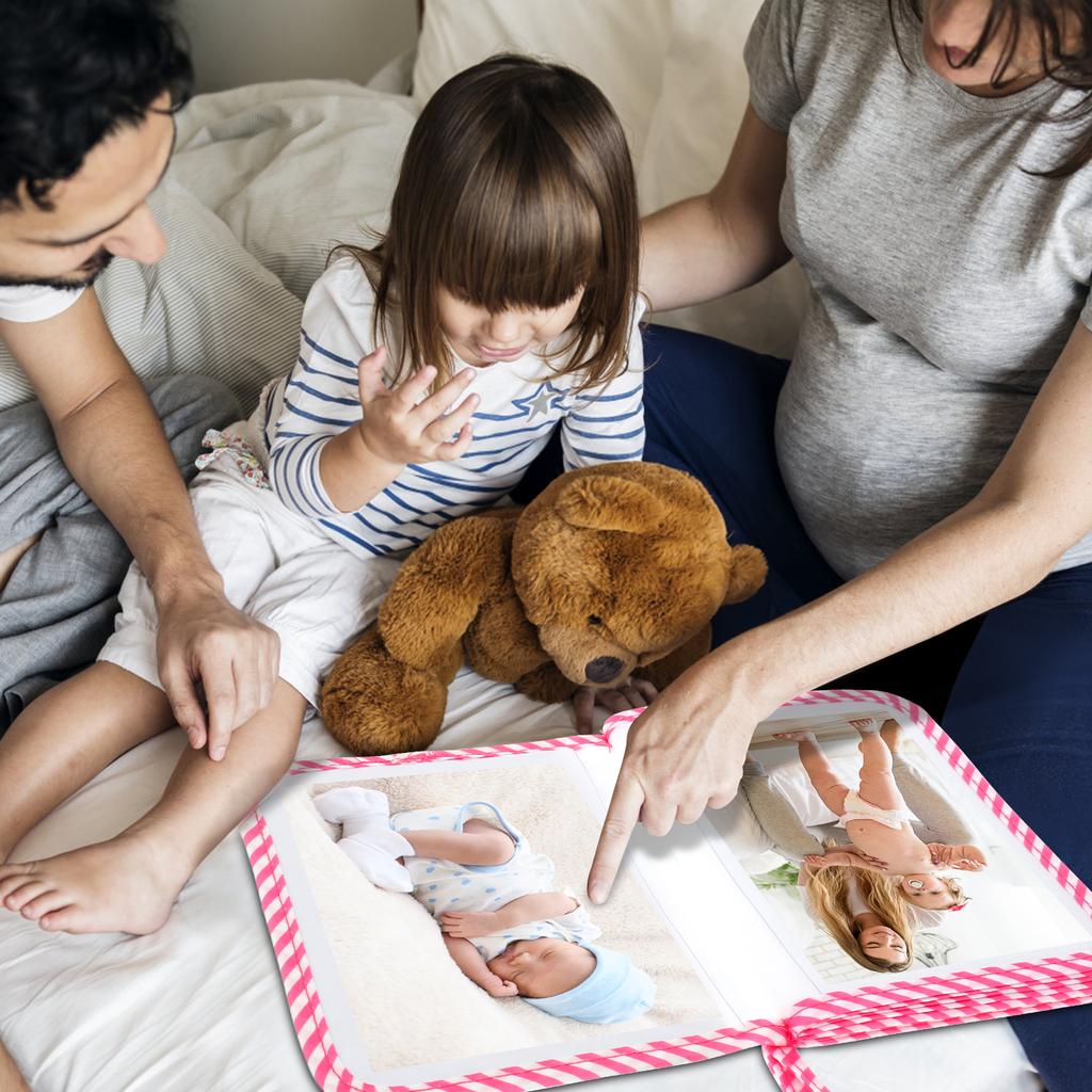 Baby Photo Album with Hook Mirror Newborn First Family Photo Album for Baby Hold 17 6.5 x 4.5 Inch Photos Present for Newborn